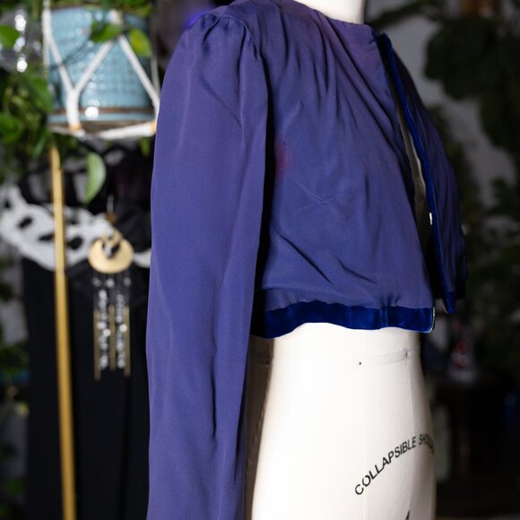 Vintage Handmade Royal Blue Velvet Bolero Jacket (Small) - Picture 14 of 16